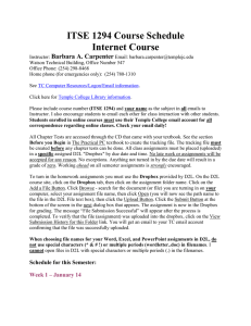 ITSE 1294 Course Schedule Internet Course Barbara A. Carpenter