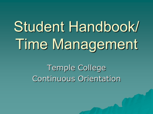 Student Handbook/ Time Management Temple College Continuous Orientation