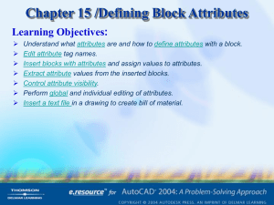 Chapter 15 /Defining Block Attributes Learning Objectives: