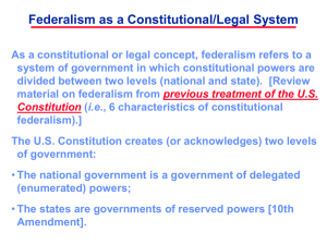 Federalism as a Constitutional/Legal System