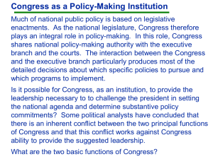 Congress as a Policy-Making Institution