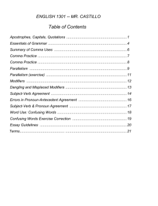Table of Contents  ENGLISH 1301 -- MR. CASTILLO
