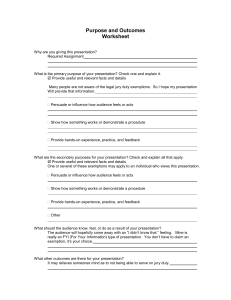 Purpose and Outcomes Worksheet