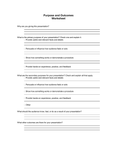 Purpose and Outcomes Worksheet