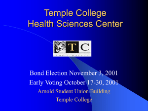 Temple College Health Sciences Center Bond Election November 3, 2001