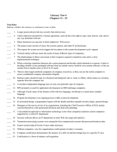 Literacy Test 4 Chapters 11 - 15