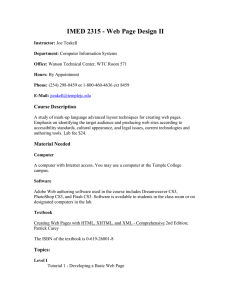 IMED 2315 - Web Page Design II Course Description