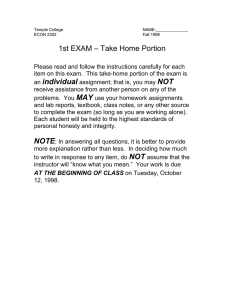 – Take Home Portion 1st EXAM