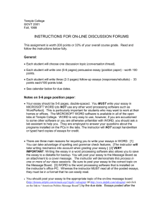 INSTRUCTIONS FOR ON-LINE DISCUSSION FORUMS