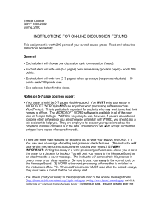 INSTRUCTIONS FOR ON-LINE DISCUSSION FORUMS