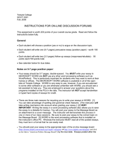 INSTRUCTIONS FOR ON-LINE DISCUSSION FORUMS