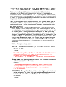 TESTING ISSUES FOR GOVERNMENT 2301/2302