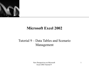 Microsoft Excel 2002 Tutorial 9 – Data Tables and Scenario Management XP