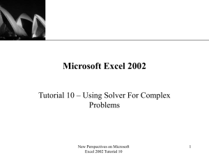 Microsoft Excel 2002 Tutorial 10 – Using Solver For Complex Problems XP