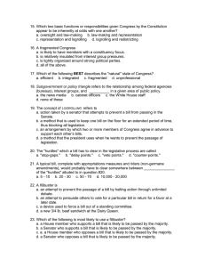 15. Which two basic functions or responsibilities given Congress by... appear to be inherently at odds with one another?