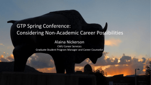GTP Spring Conference: Considering Non-Academic Career Possibilities Alaina Nickerson CWU Career Services
