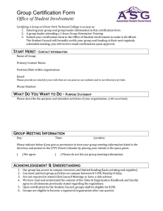 Group Certification Form Office of Student Involvement