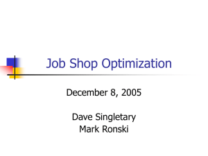 Job Shop Optimization December 8, 2005 Dave Singletary Mark Ronski