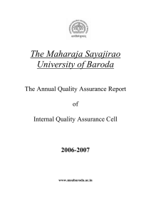 The Maharaja Sayajirao University of Baroda The Annual Quality Assurance Report