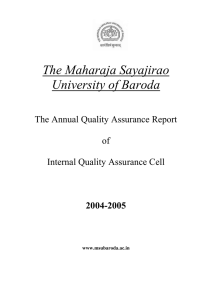 The Maharaja Sayajirao University of Baroda The Annual Quality Assurance Report