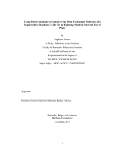 Using Pinch Analysis to Optimize the Heat Exchanger Network of... Regenerative Rankine Cycle for an Existing Modern Nuclear Power