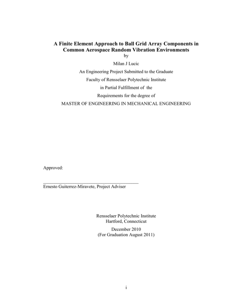 A Finite Element Approach to Ball Grid Array Components in