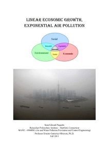 Linear economic growth, exponential air pollution