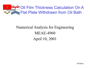Oil Film Thickness Calculation On A Numerical Analysis for Engineering MEAE-4960
