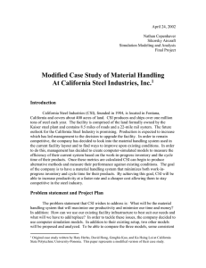 Modified Case Study of Material Handling At California Steel Industries, Inc.  Introduction