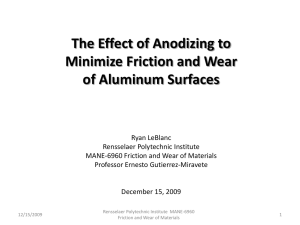 The Effect of Anodizing to Minimize Friction and Wear of Aluminum Surfaces