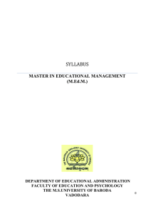 SYLLABUS MASTER IN EDUCATIONAL MANAGEMENT (M.Ed.M.)