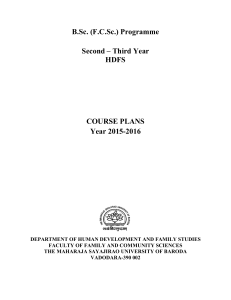 B.Sc. (F.C.Sc.) Programme Second – Third Year HDFS
