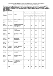 PHARMACY DEPARTMENT FACULTY OF TECHNOLOGY AND ENGINEERING