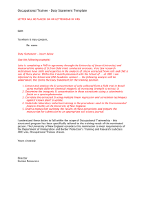 Occupational Trainee - Duty Statement Template
