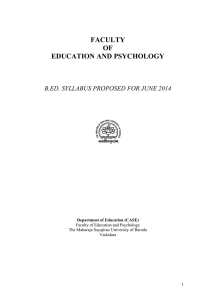 FACULTY OF EDUCATION AND PSYCHOLOGY B.ED. SYLLABUS PROPOSED FOR JUNE 2014
