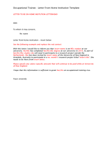 Occupational Trainee - Letter From Home Institution Template