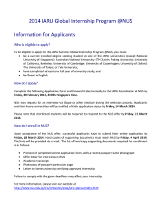 2014 IARU Global Internship Program @NUS  Information for Applicants
