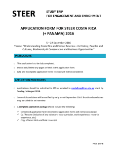 STEER APPLICATION FORM FOR STEER COSTA RICA (+ PANAMA) 2016