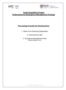 Youth Expedition Project Endorsement &amp; Emergency Management Package