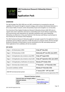 Application Pack UNE Postdoctoral Research Fellowship Scheme 2017 OVERVIEW
