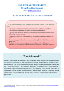 UNE RESEARCH SERVICES Grant Funding Support UNE