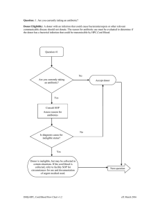 communicable disease should not donate. The reason for antibiotic use... Question: Donor Eligibility: