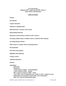 User Instructions Allogeneic HPC, Apheresis and HPC, Marrow Donor History Questionnaire