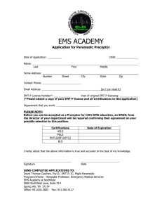 EMS ACADEMY Application for Paramedic Preceptor
