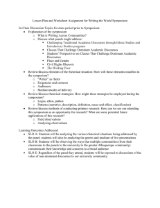 Lesson Plan and Worksheet Assignment for Writing the World Symposium