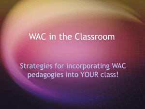 WAC in the Classroom Strategies for incorporating WAC pedagogies into YOUR class!