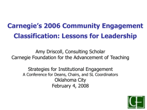 Carnegie’s 2006 Community Engagement Classification: Lessons for Leadership
