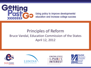 Principles of Reform Bruce Vandal, Education Commission of the States