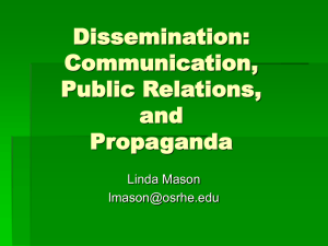 Dissemination: Communication, Public Relations, and