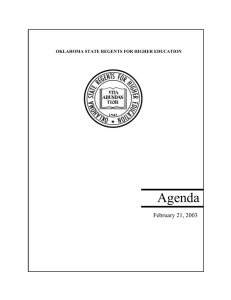 Agenda February 21, 2003 OKLAHOMA STATE REGENTS FOR HIGHER EDUCATION